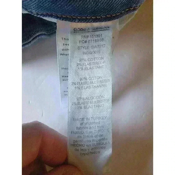 Good American High Rise Jeans Good Waist Distressed Indigo #GW731T Size 15/26 - Picture 11 of 16